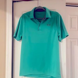 Under Armour Kelly Green Heat Gear Collared Shirt - Loose Fit - Small